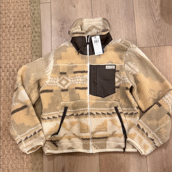 Ralph Lauren Women’s Tan and Brown Fleece Jacket